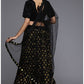 Gold Sequin Black Velvet Indian Wedding Party Lehenga Choli SFSHV8501 - Siya Fashions