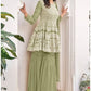 Green Peplum Style Red Viscose Sharara Palazzo Suit SFDSIF5401H - Siya Fashions