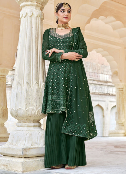 Green Sangeet Georgette Wedding Sharara Suit FZ95953 - Siya Fashions