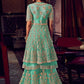 Green Wedding Reception Sharara Palazzo Suit FZSF90673 - Siya Fashions