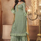 Green Wedding Sharara Palazzo Suit Real Georgette SFYS71402 - Siya Fashions