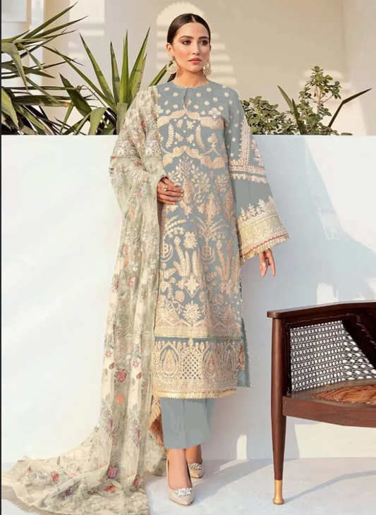 Grey Pakistani Style Palazzo Salwar Suit In Georgette SFFZ115982 - Siya Fashions
