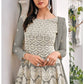 Grey Peplum Style Red Viscose Sharara Palazzo Suit SFDSIF5401K - Siya Fashions
