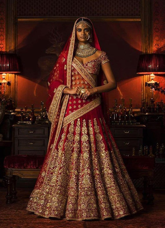 Miraculous Red Bridal Wear Lehenga Choli In Silk SFIN302 - Siya Fashions