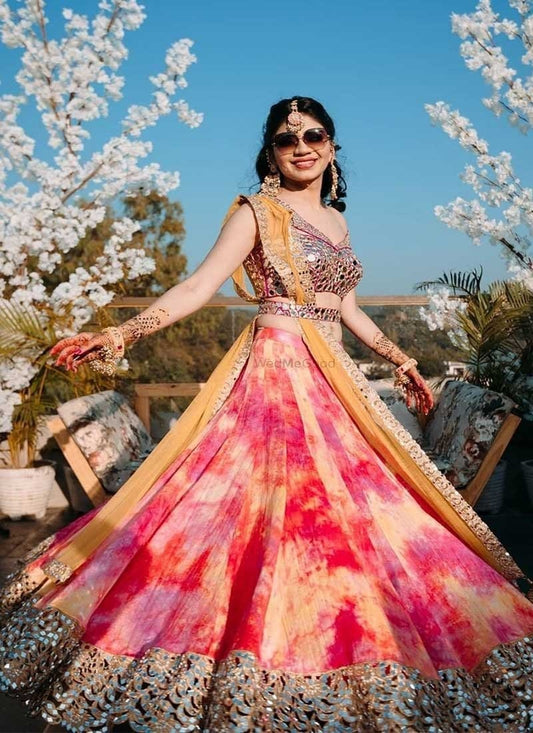 Silk Wedding Lehenga In Shaded Pink Orange  SF1107IN - Siya Fashions
