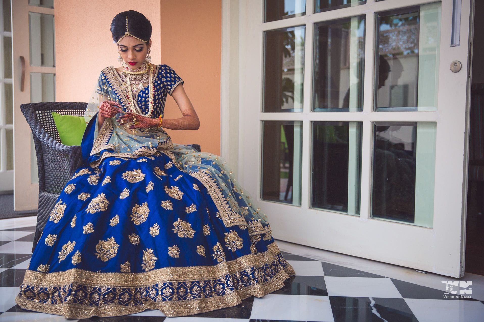 Handcrafted Royal Blue Bridal Lehenga In Blue SFINS265 - Siya Fashions
