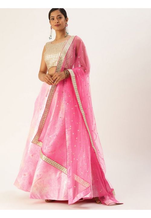 Hot Pink Print Art Silk Modest Lehenga Choli EXPRF135210 - Siya Fashions