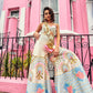 Ivory Silk Jumpsuit Stylish Floral Work SFYD93SINS - Siya Fashions