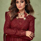 Maroon Bollywood Shamita Evening Wedding Gown In Georgette SFSA330702 - Siya Fashions