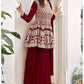 Maroon Peplum Style Red Viscose Sharara Palazzo Suit SFDSIF5401B - Siya Fashions