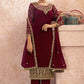 Maroon Sangeet Indian Palazzo Salwar Pant SFSA288304 - Siya Fashions