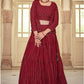 Maroon Sequin Wedding Georgette Lehenga Choli & Jacket SFARY10406 - Siya Fashions
