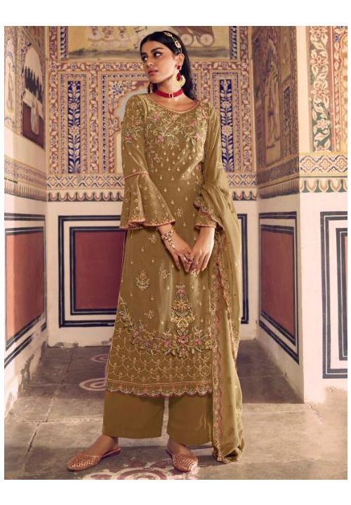 Mehendi Green Indian Plus Size Salwar Kameez Palazzo Suit SFSA283403 - Siya Fashions