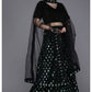 Mint Sequin Black Velvet Indian Wedding Party Lehenga Choli SFSHV8503 - Siya Fashions
