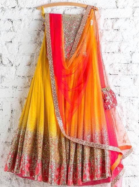 Orange Bridal Reception Lehenga Set In Net Heavy Handwork INS904 - Siya Fashions