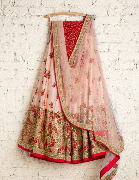 Orange Bridal Handwork Net Lehenga Choli  INS2212 - Siya Fashions