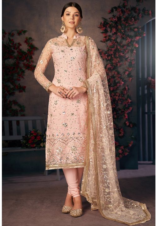 Peach Plus Size Sangeet Wedding Palazzo Suit SRSA330601 - Siya Fashions