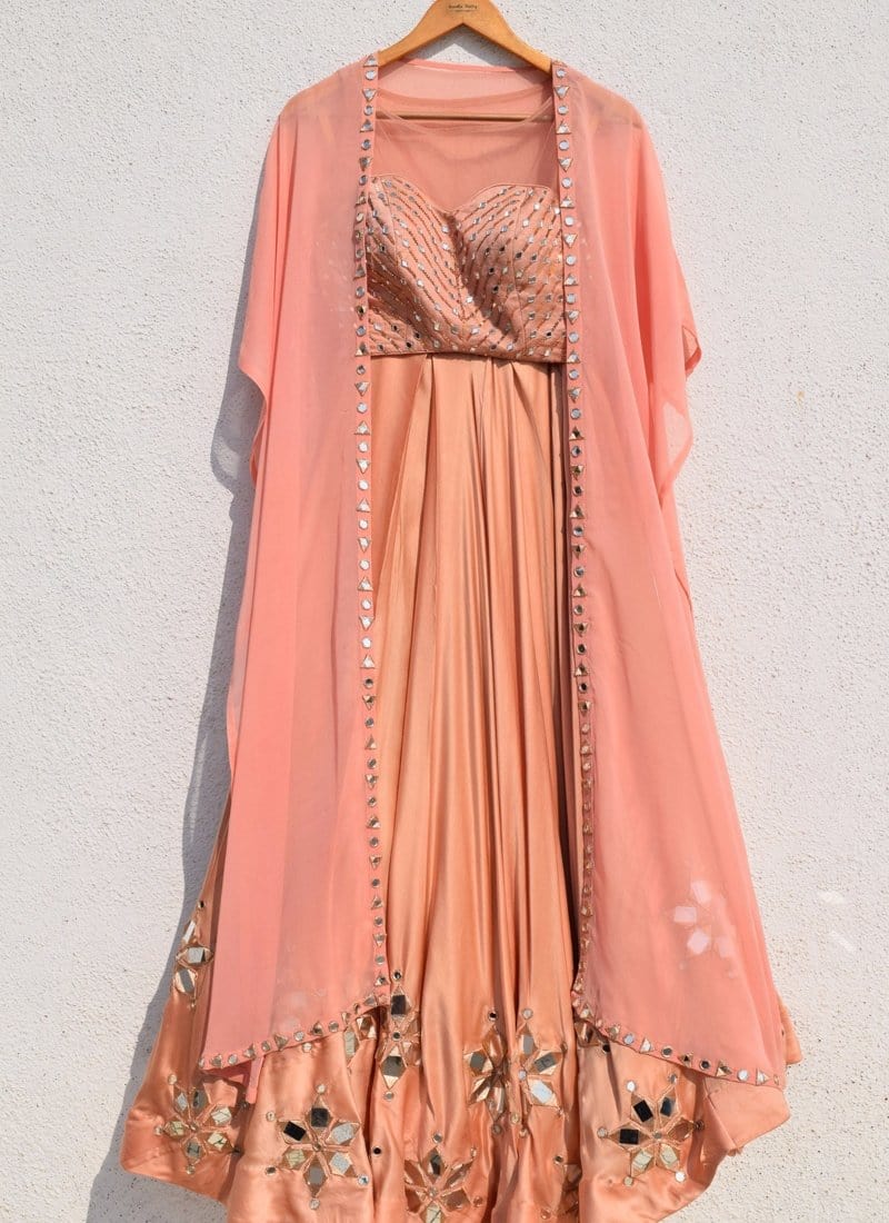 Peach Rose Satin Silk Lehenga Choli Online SF40023 - Siya Fashions