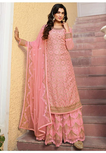 Pink Bollywood Sangeet Palazzo Suit  SFSA286002 - Siya Fashions