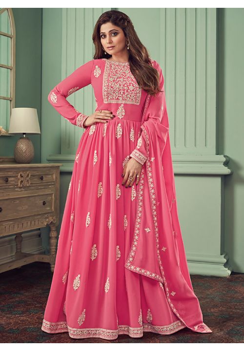 Pink Festive Shamita Shetty Anarkali Suit SFSA281601 - Siya Fashions