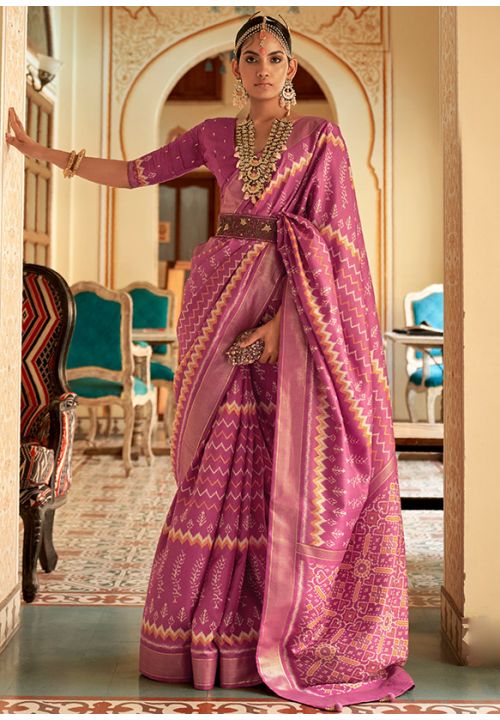 Pink Silk Indian Wedding Reception Saree SFSA357905 - Siya Fashions