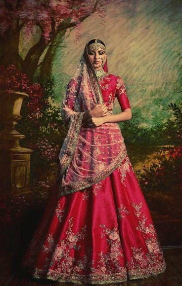 Pink Bridal Silk Lehenga Set Sequin Motif Disc Work SFINSB94 - Siya Fashions