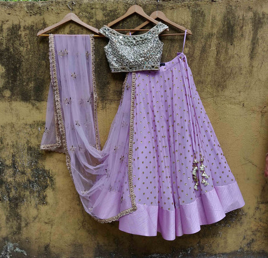Purple Sequin Work Georgette Mirror Lehenga SIYA129IN - Siya Fashions