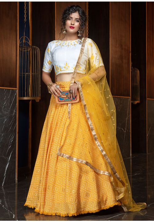 Pretty Golden Yellow Color Cotton Fabric Lehenga Choli SYD5425 - Siya Fashions