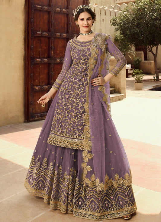 Purple Amyra Dastur Palazzo Salwar Kameez In Net FZSF100736 - Siya Fashions