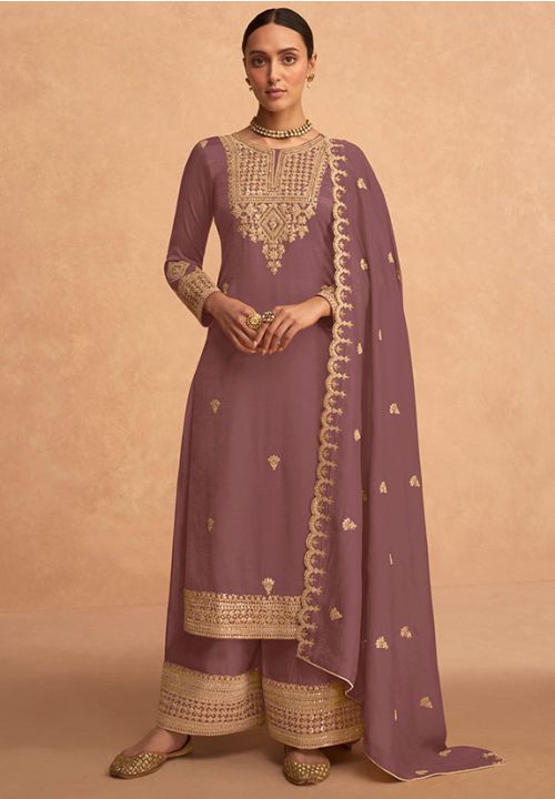 Purple Bridesmaid Palazzo Salwar Kameez Suit SFYEDC3504