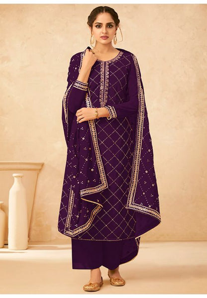 Purple Evening Indian Pakitani Palazzo Salwar Suit SFYS65605 - Siya Fashions