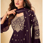 Purple Heavy Long Palazzo Sharara Suit In Georgette SFSA333405 - Siya Fashions