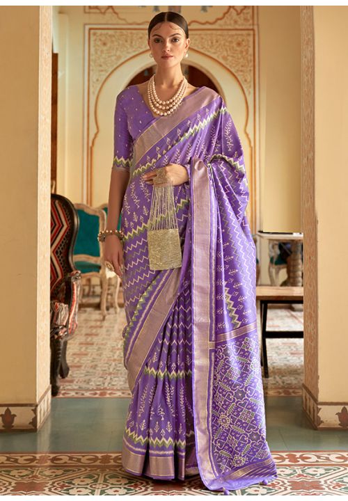 Purple Silk Indian Wedding Reception Saree SFSA357906 - Siya Fashions