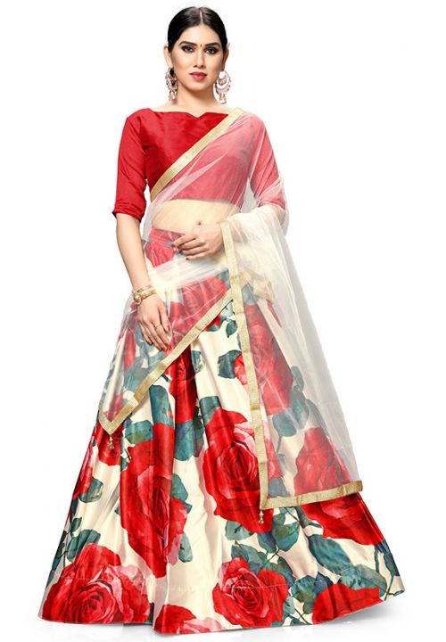 Red Floral Festive Lehenga Choli SROY337106 - Siya Fashions