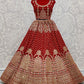 Red Heavy Bridal Lehenga Set Velvet With Diamond Work SFANJ1178 - Siya Fashions