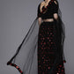 Red Sequin Black Velvet Indian Wedding Party Lehenga Choli SFSHV9301 - Siya Fashions