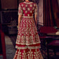 Red Wedding Reception Net Sharara Palazzo Suit FZSF90672 - Siya Fashions