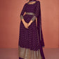 Purple Indian Georgette Long Palazzo Suit SFSMT7901 - Siya Fashions