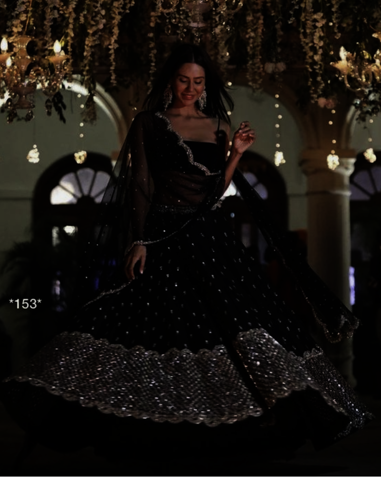 Black Silver Evening Lehenga Choli Set In INSBRIDAL905 - Siya Fashions