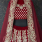 Red Bridal Wedding Reception Lehenga In Net SFFZ106546 - Siya Fashions