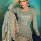 Silver Blue Pakistani Indian Palazzo Sarara Suit In Georgette FZ110992 - Siya Fashions