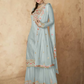 Plunge Light Blue  Wedding Sangeet Palazzo Sharara Suit SFFZ115781 - Siya Fashions