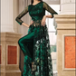 Green Heavy Evening Long Anarkali Churidar Suit In Net SFFZ112656 - Siya Fashions