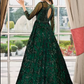 Green Heavy Evening Long Anarkali Churidar Suit In Net SFFZ112656 - Siya Fashions
