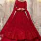 Pakistani Red Bridal Zari Work Lehenga Choli In Organza SFETS843 - Siya Fashions