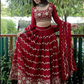 Wine Indian Wedding Reception Lehenga Choli In Georgette Net SFZ122868 - Siya Fashions