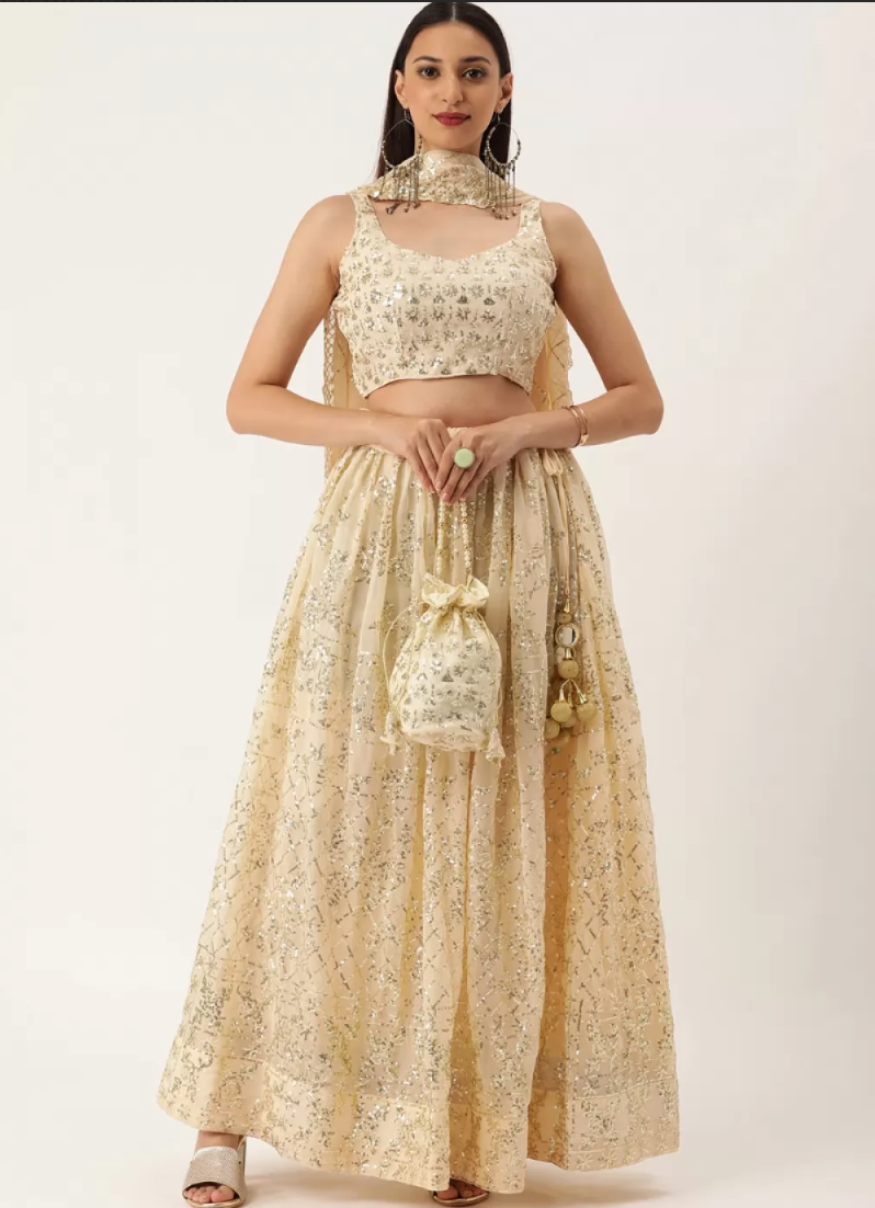 Ivory Indian Designer Wedding Lehenga Choli SFZ124238 - Siya Fashions