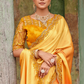Yellow Wedding Party Satin Saree In Embroidery Work SFSADK3568 - Siya Fashions