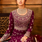 Maroon Indian Bridal Anarkali Wedding Gown In Net SFZ127850 - Siya Fashions