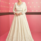 White Indian Reception Anarkali Wedding Gown In Georgette SFZ127510 - Siya Fashions